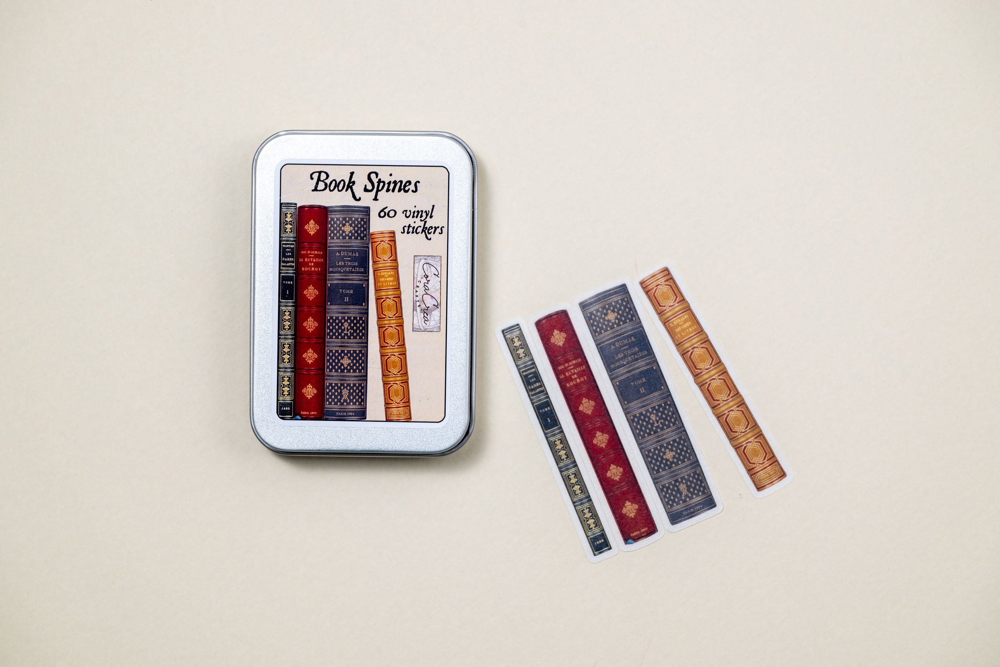 Book Spines Sticker Tin Box