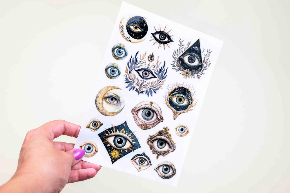 Mysterious Eyes Gold Transfer Sticker Sheets (2)
