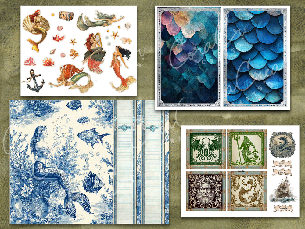 Mermaids and Wonder of the Sea Digital Journal Kit
