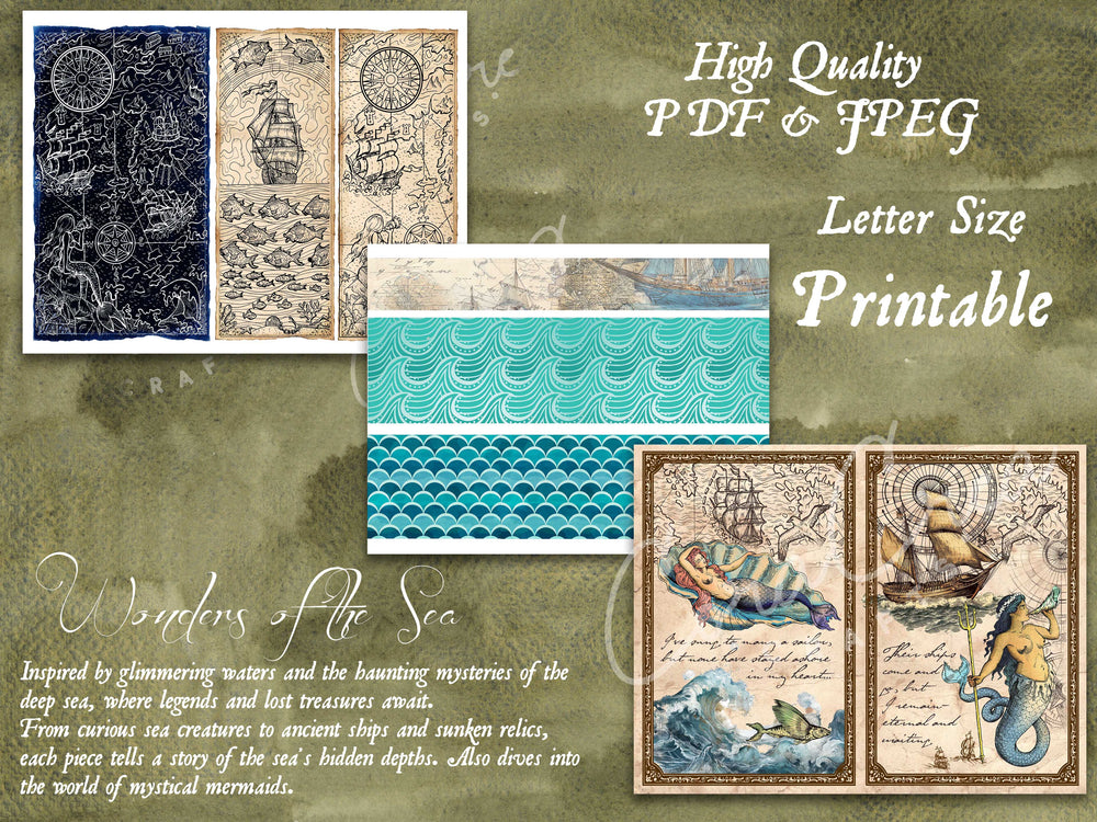 Mermaids and Wonder of the Sea Digital Journal Kit