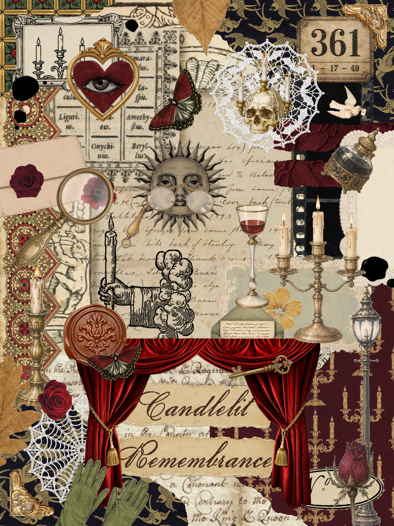 Candlelit Remembrance Vintage Craft Box theme moodboard