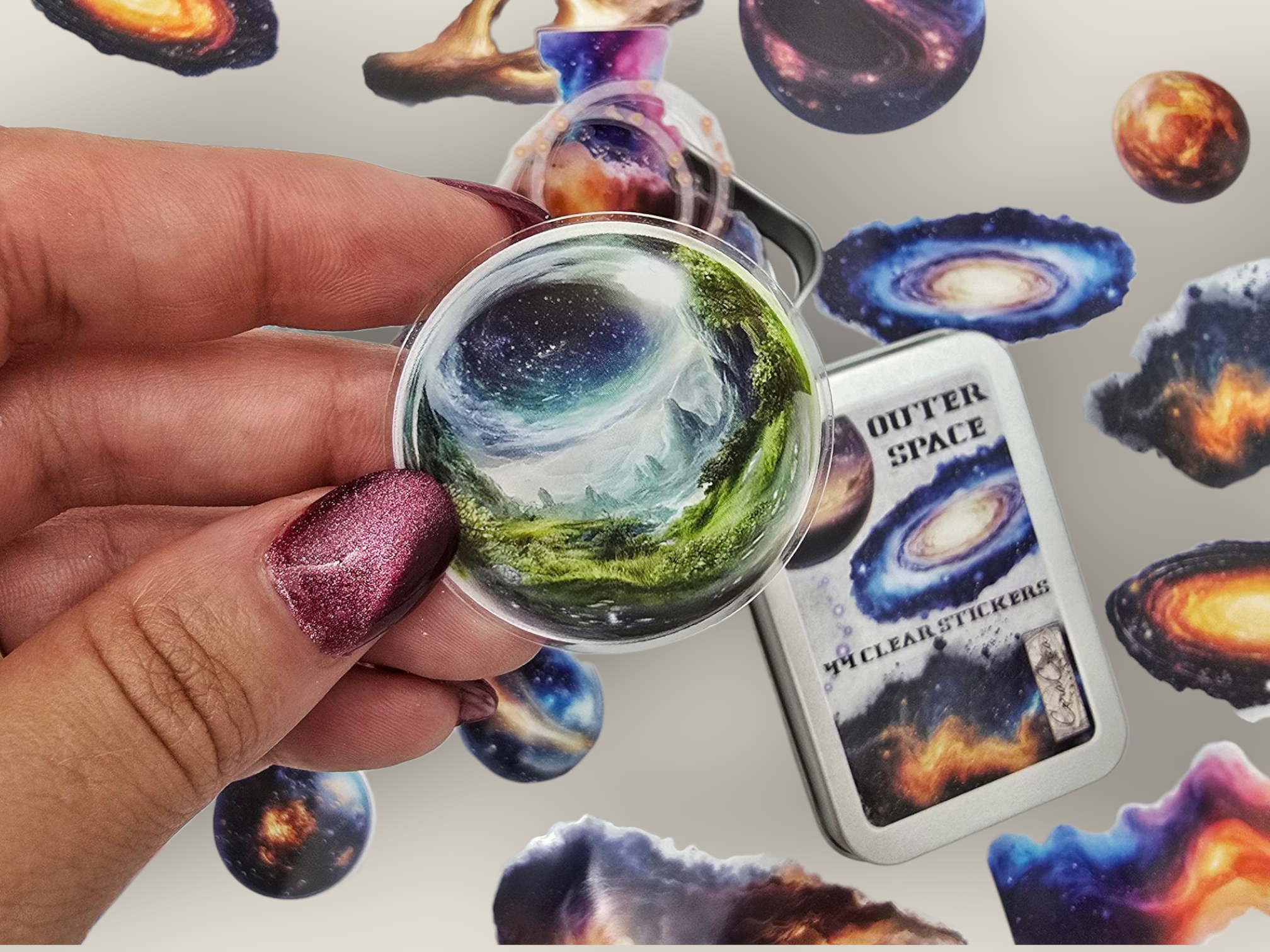 Outer Space Sticker Tin Box