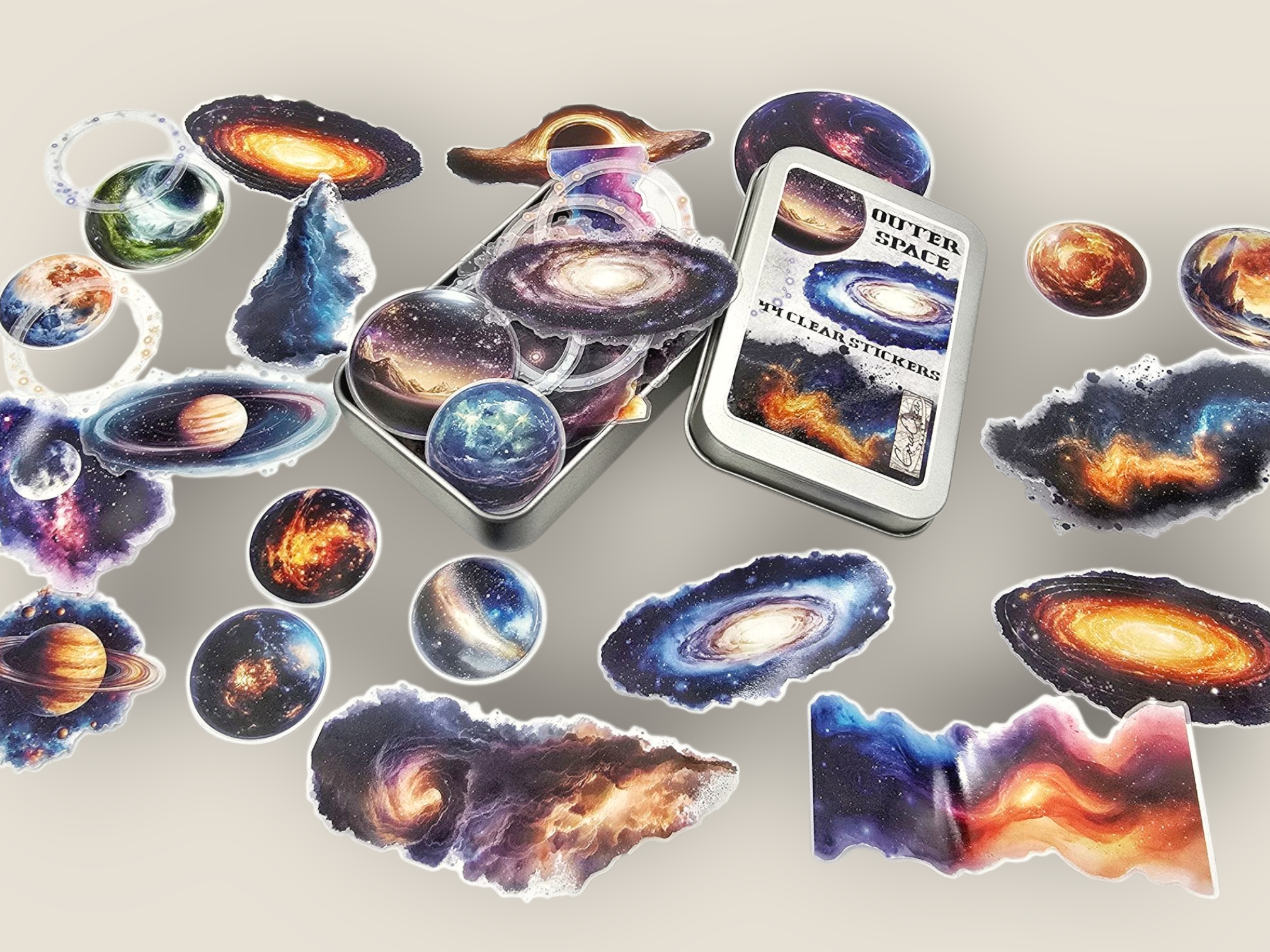 Outer Space Sticker Tin Box