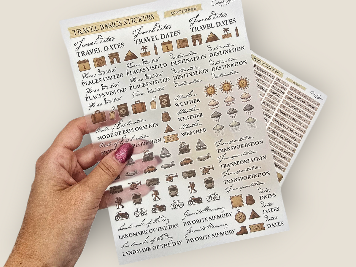 Amazon Basic Sticker Travel Basic Stickers — Sticker Sheets | CoraCreaCraft
