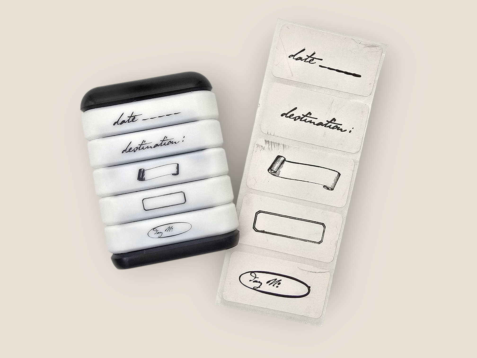Pre-Inked Mini Travel Stamps