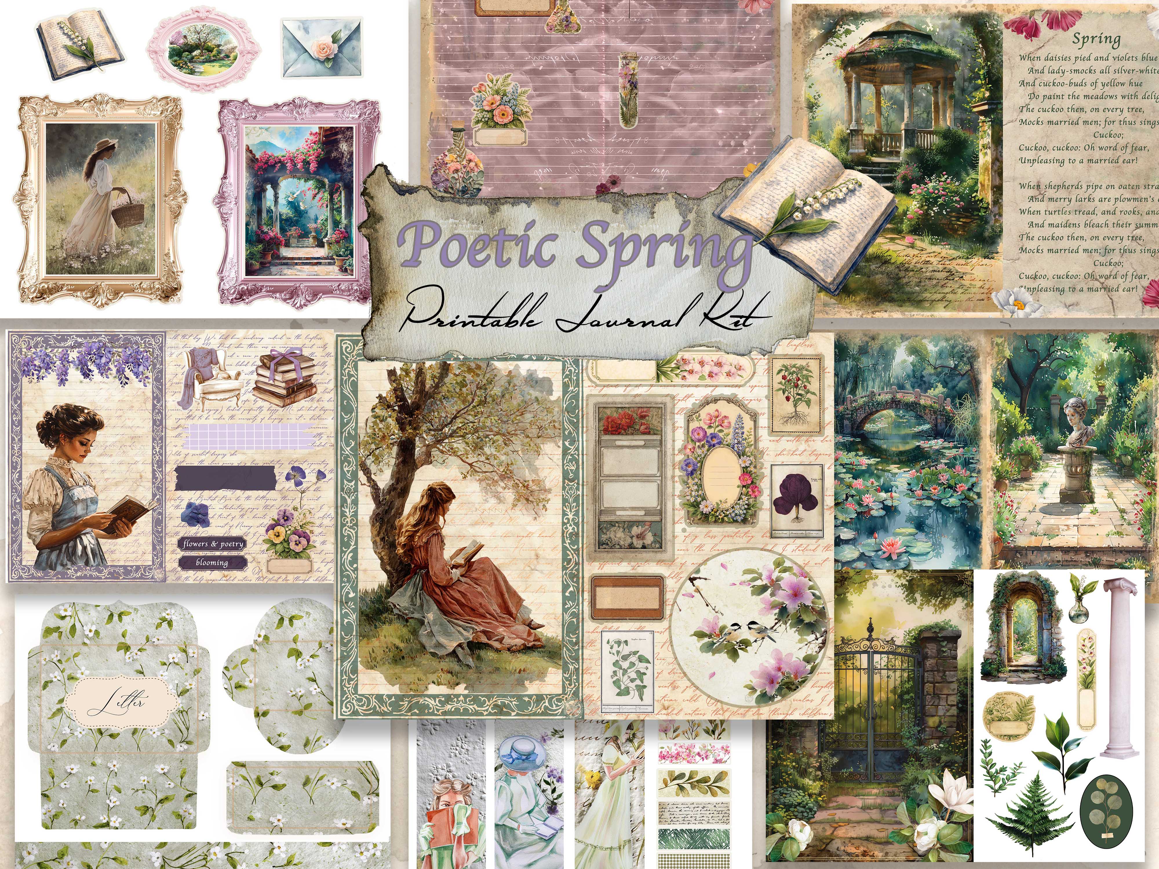 Poetic Spring Digital Journal Kit