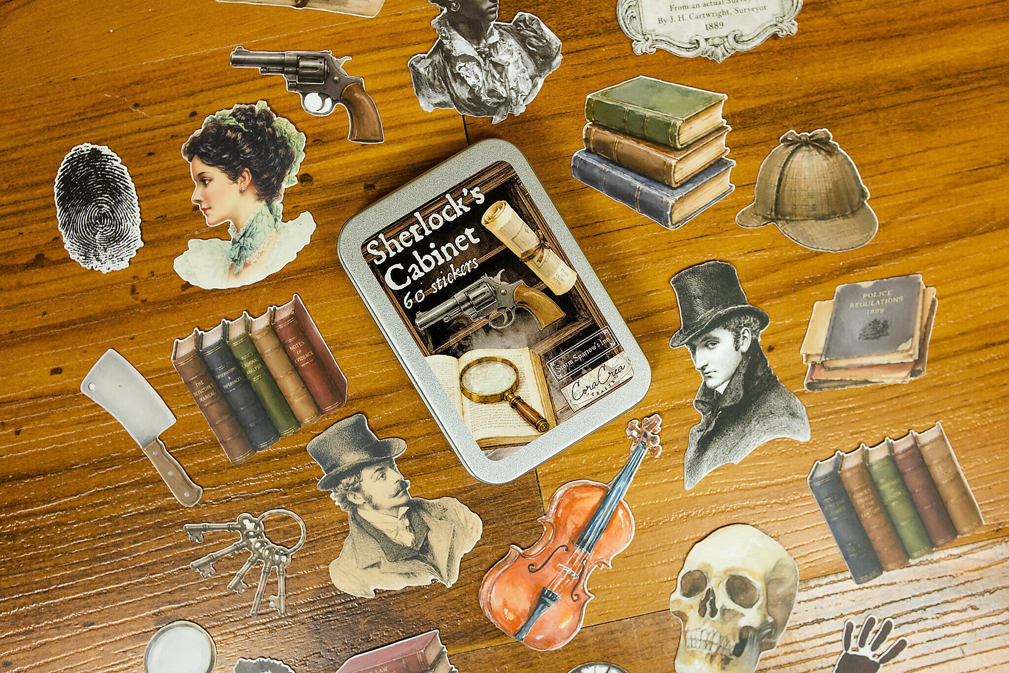 Sherlock's Cabinet Sticker Tin Box - detail 1
