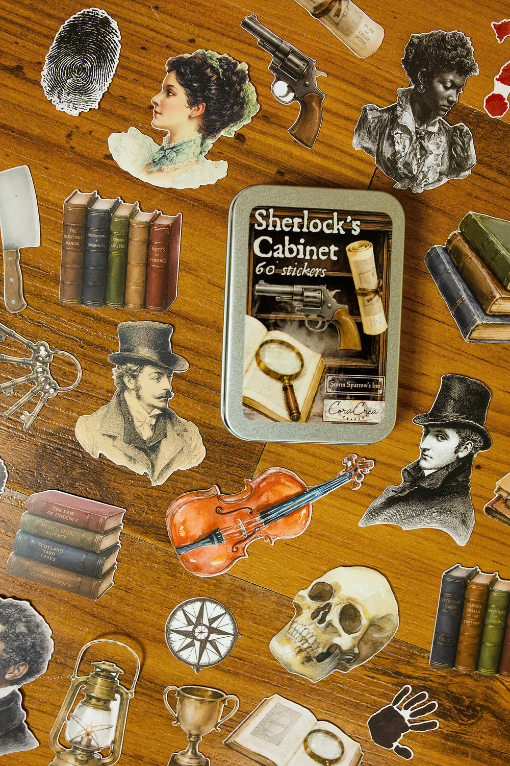 Sherlock's Cabinet Sticker Tin Box - detail 2