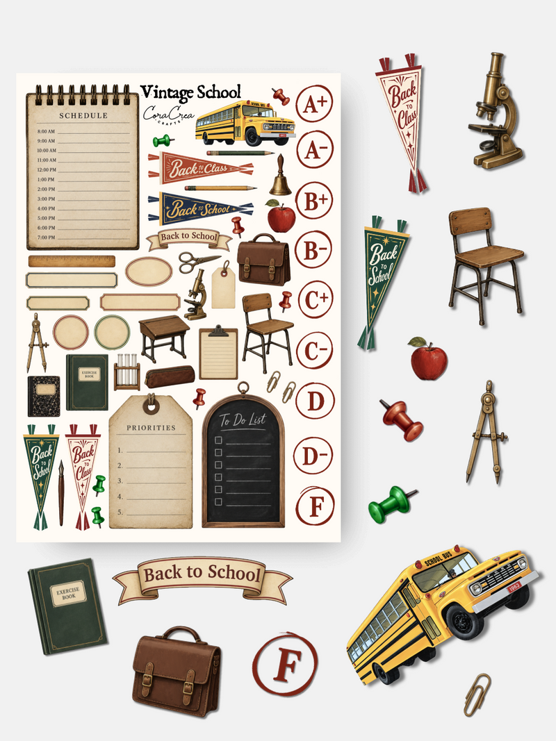 Vintage School Sticker Sheet