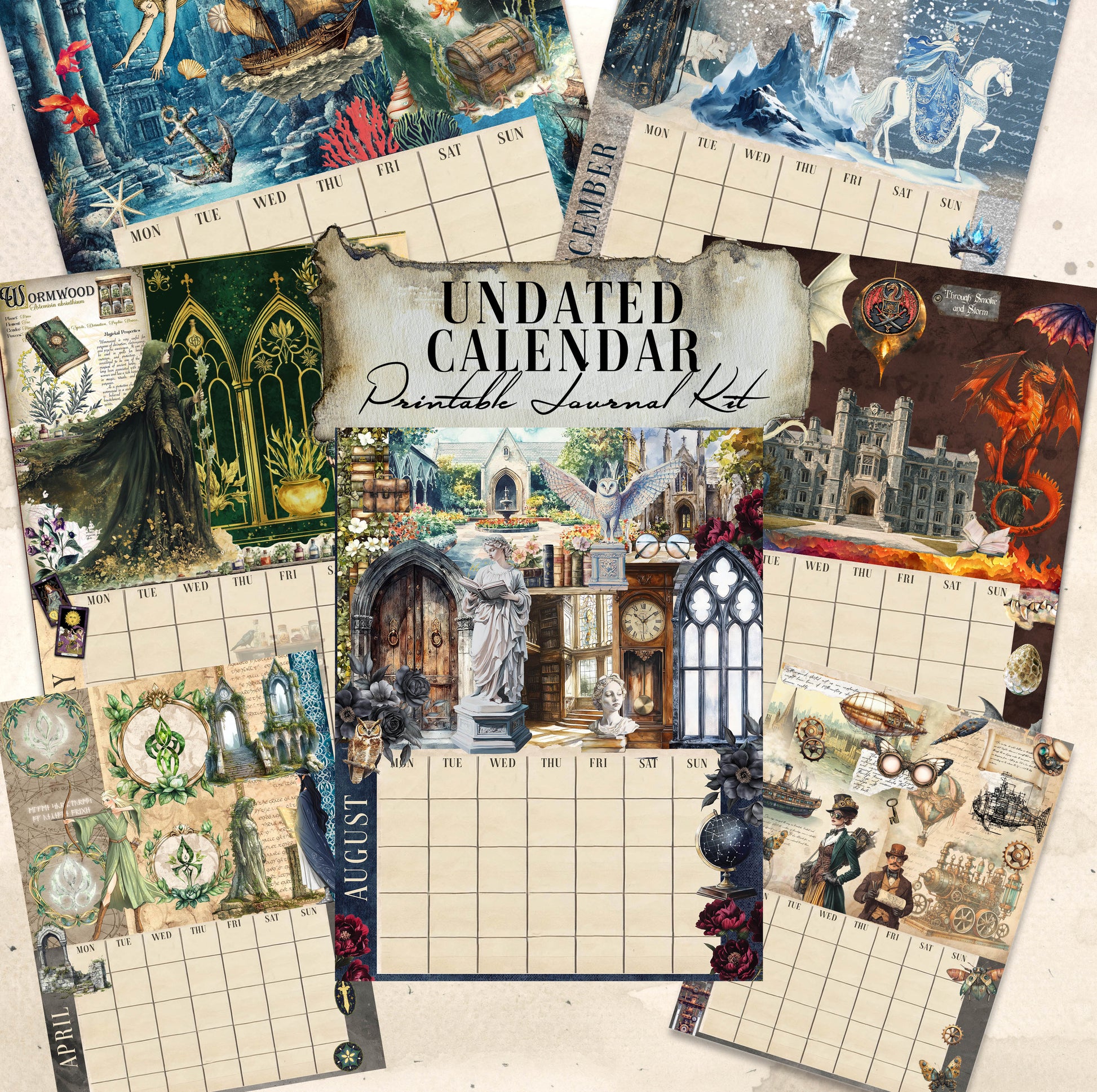 Undated Themed Digital Calendar