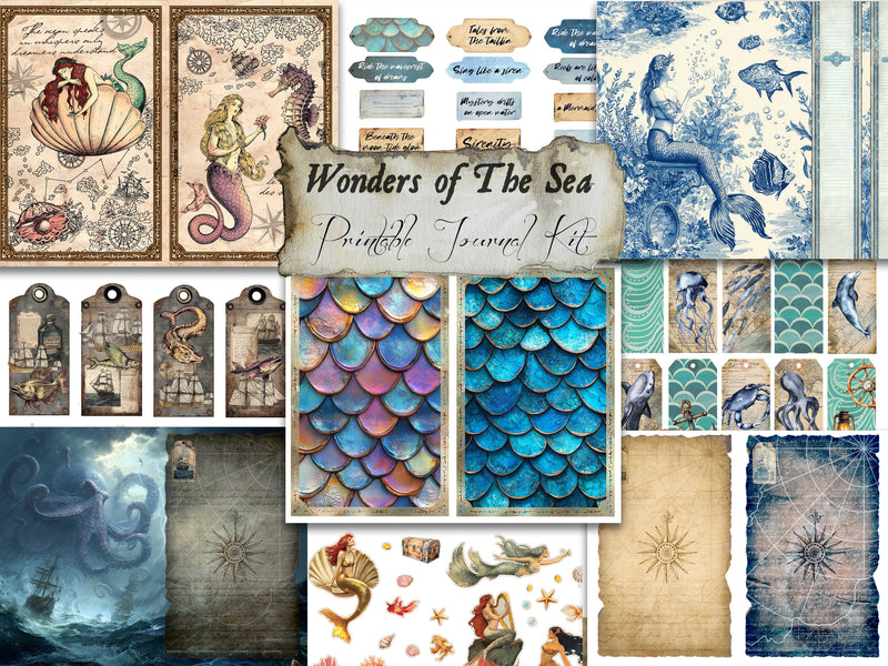 Mermaids and Wonder of the Sea Digital Journal Kit