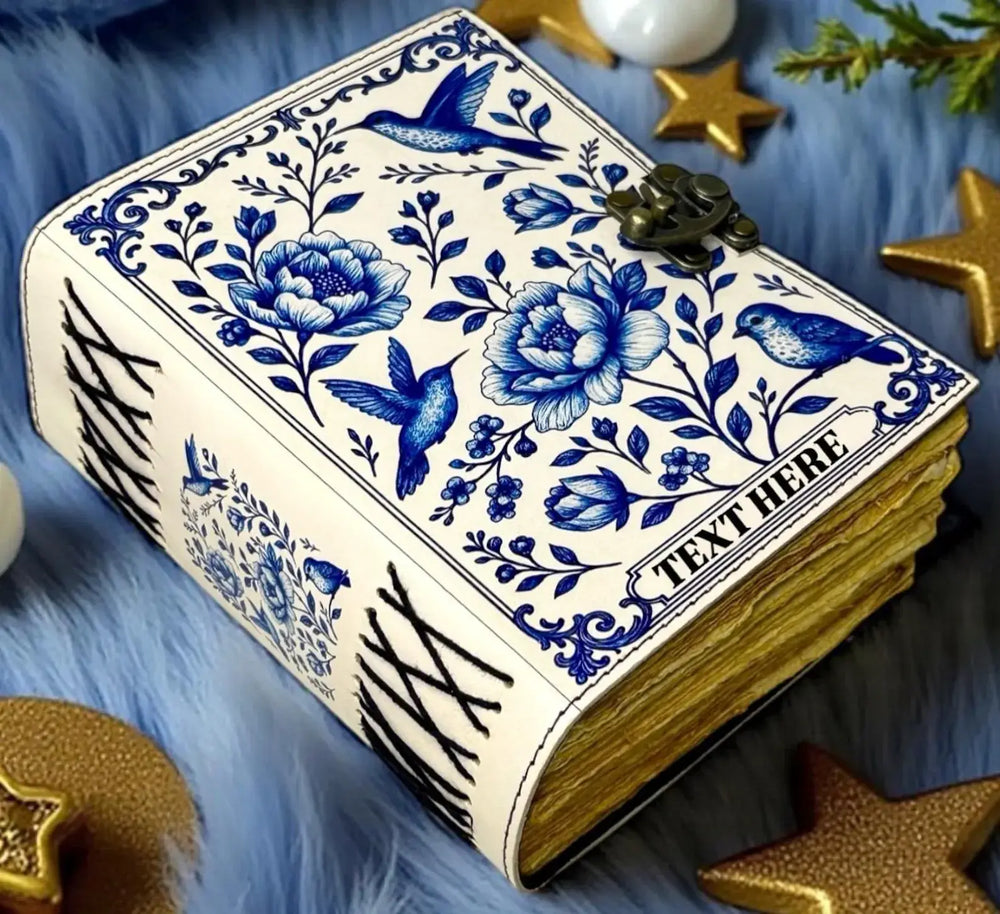 Leather Grimoire Journal Blue Bird