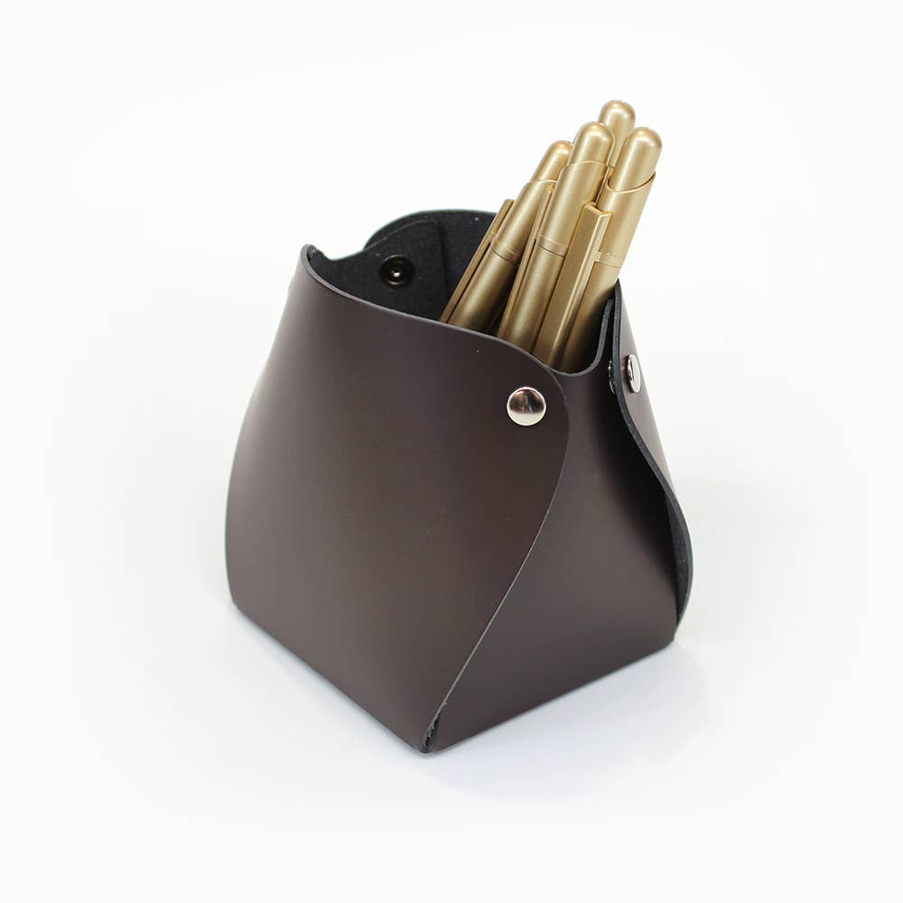 San Lorenzo Design Leather Pen Pot, Brush Holder, Organizer