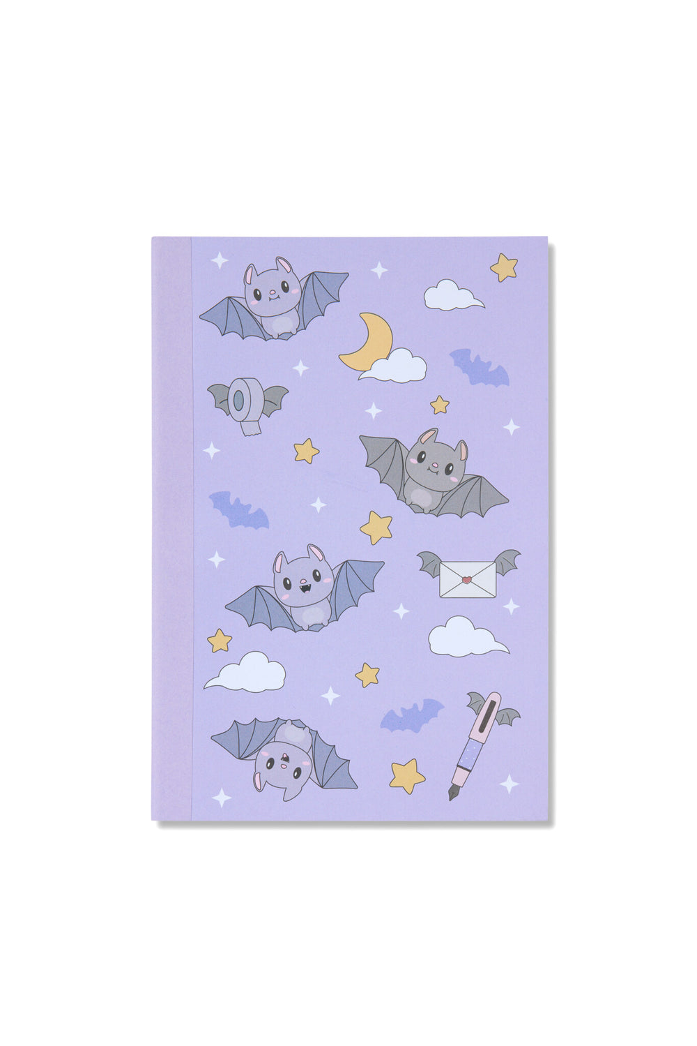 Purple grid notebook, bats