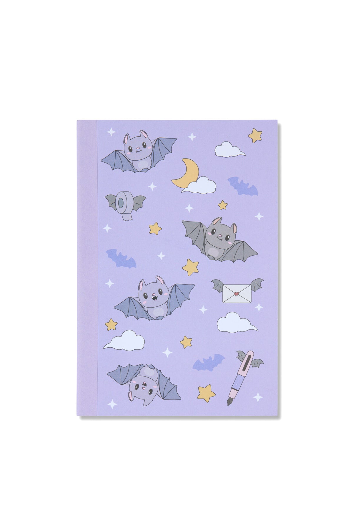 Purple grid notebook, bats