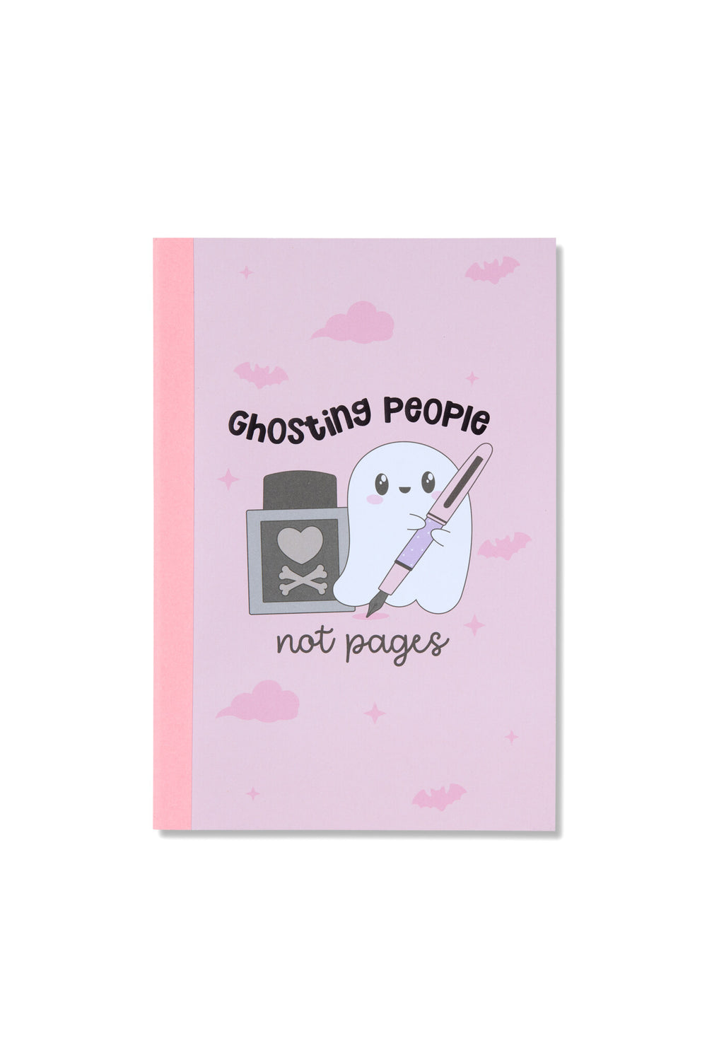 Pink blank notebook, Ghosting people