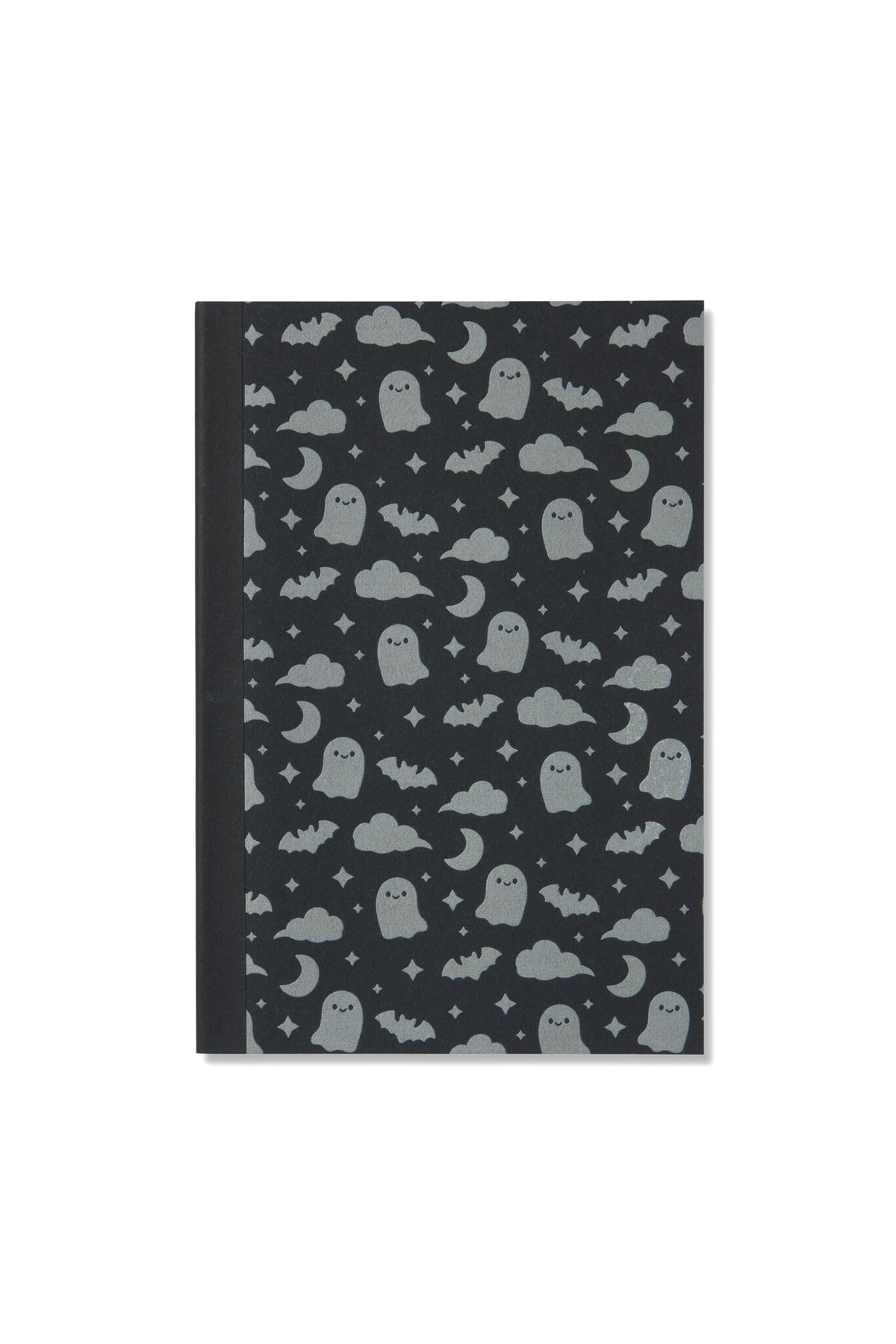 Black lined notebook, silhouettes