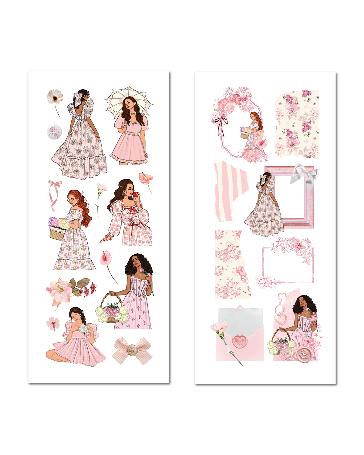Pink Romantic - Vintage Ephemera Sticker Sheet Set