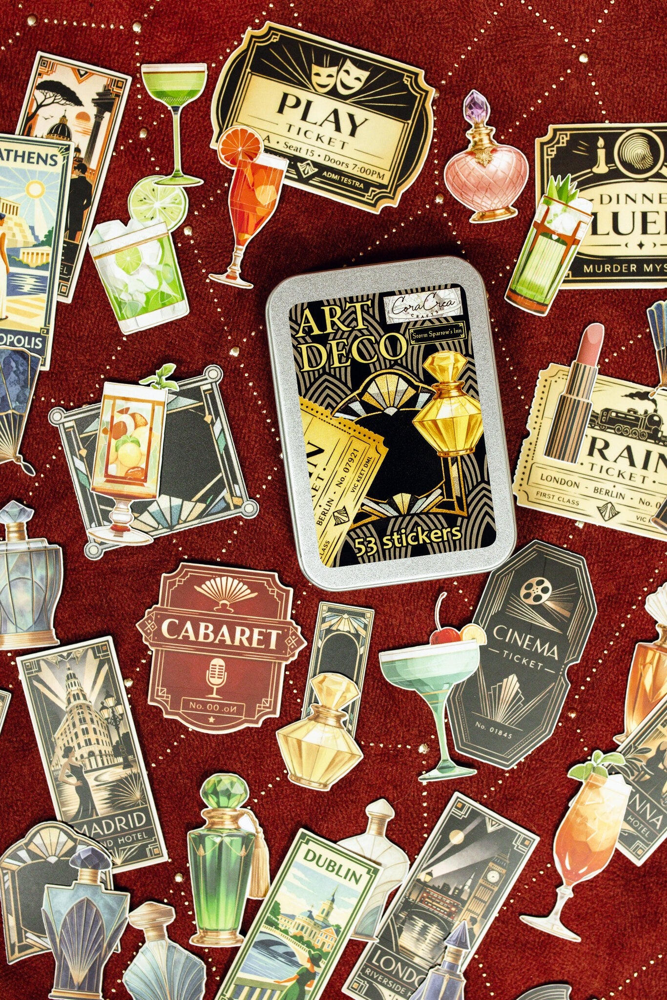 Art Deco Vintage Archive Tin Box Stickers