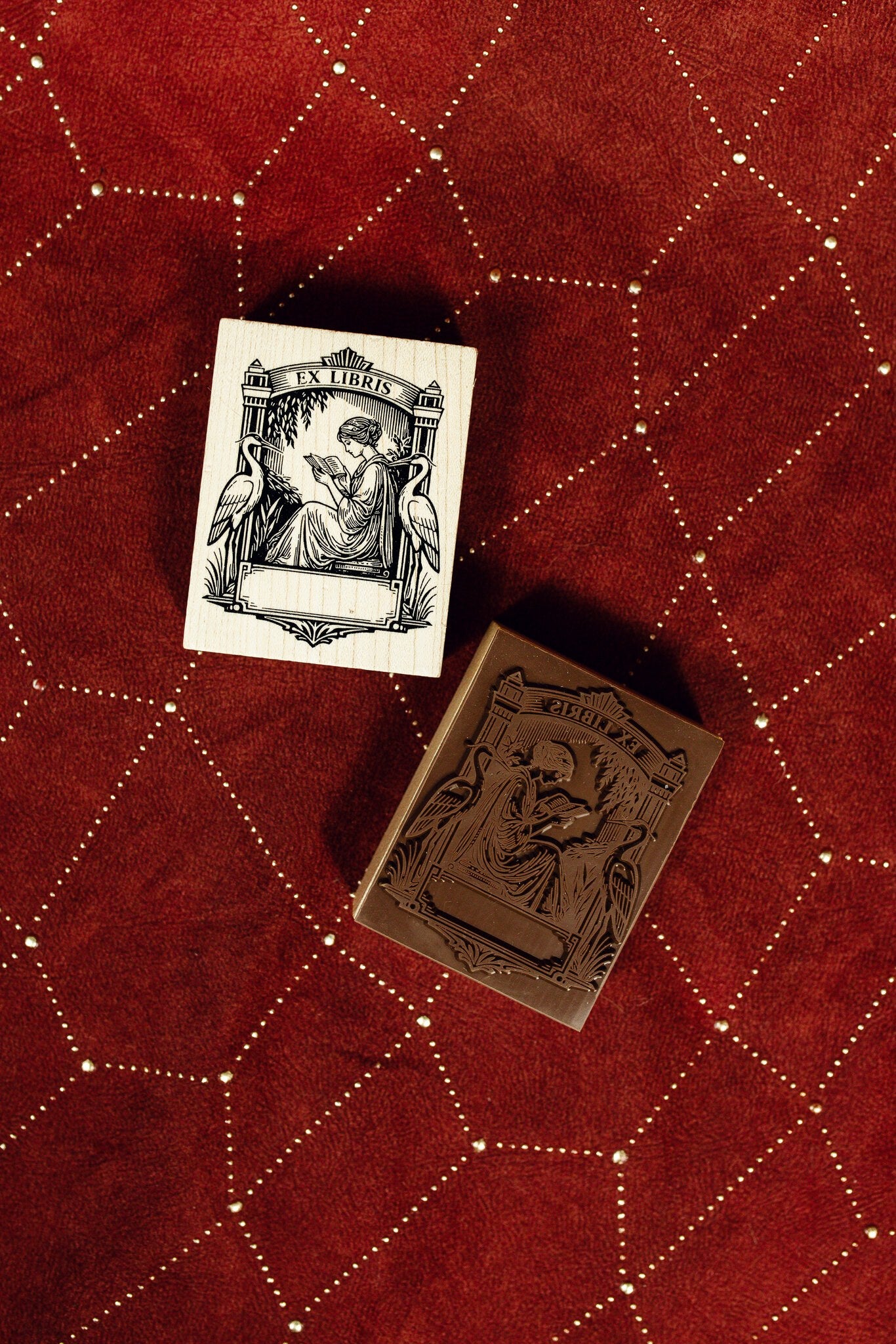Ex Libris Art Deco Wooden Stamp