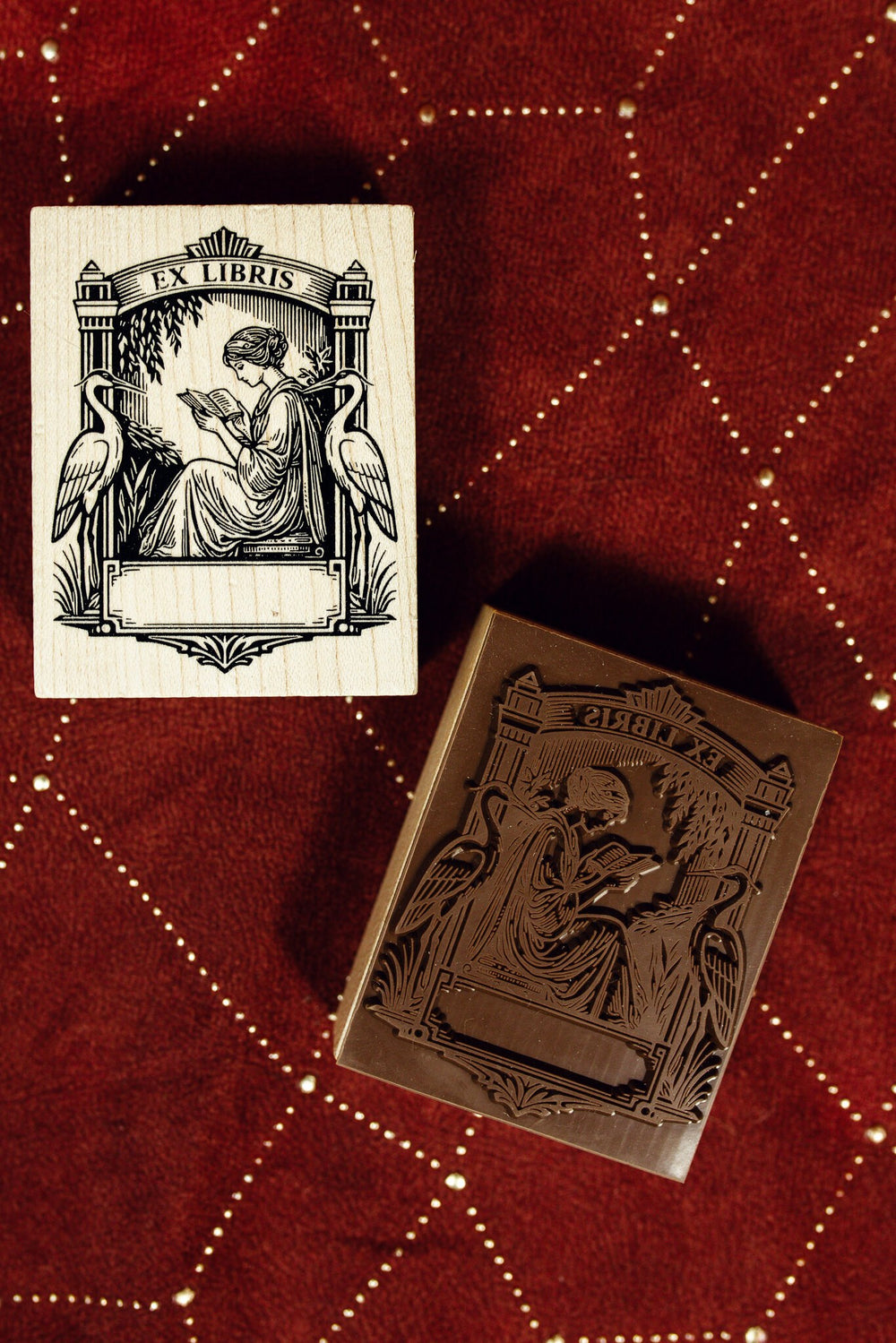 Ex Libris Art Deco Wooden Stamp
