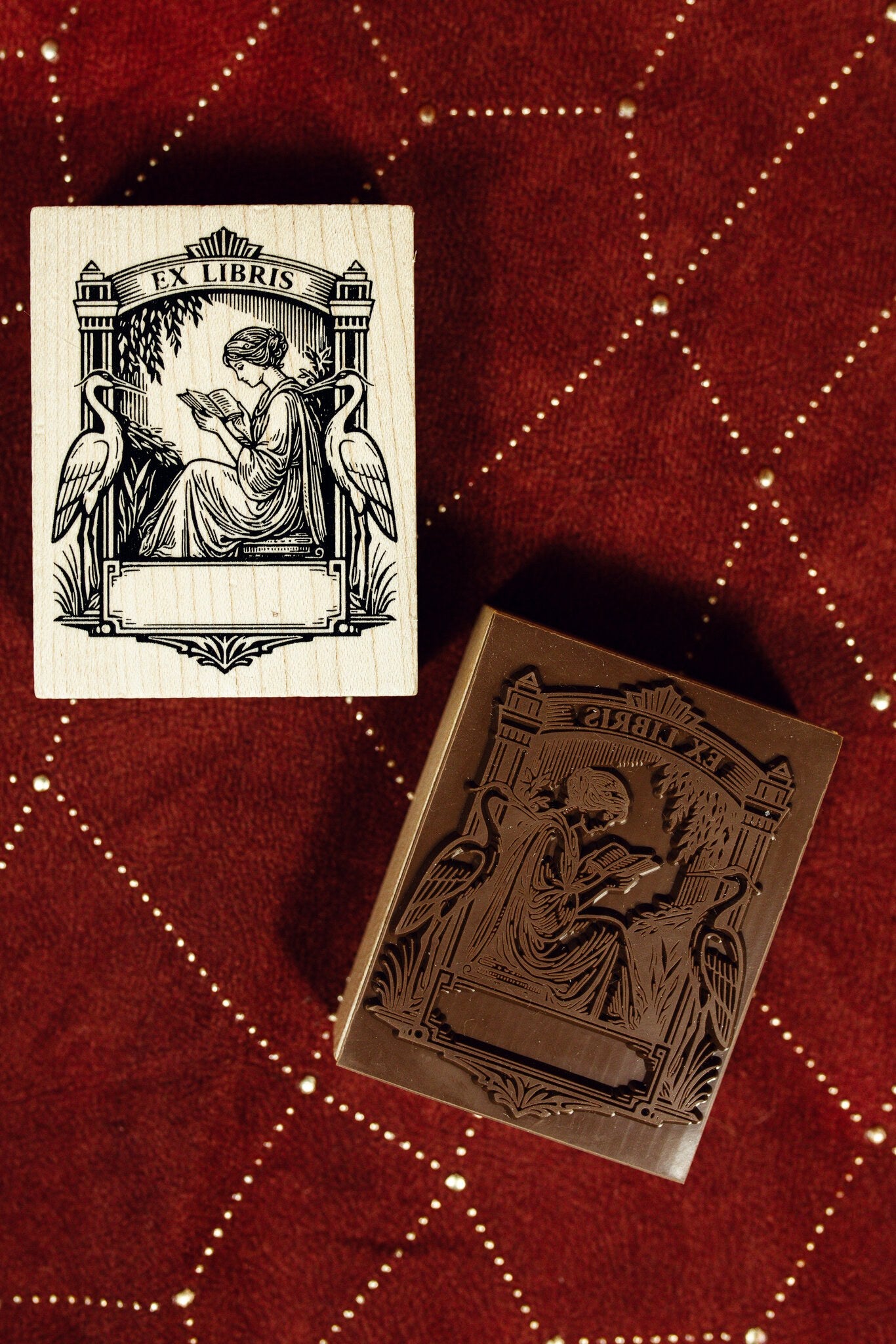 Ex Libris Art Deco Wooden Stamp