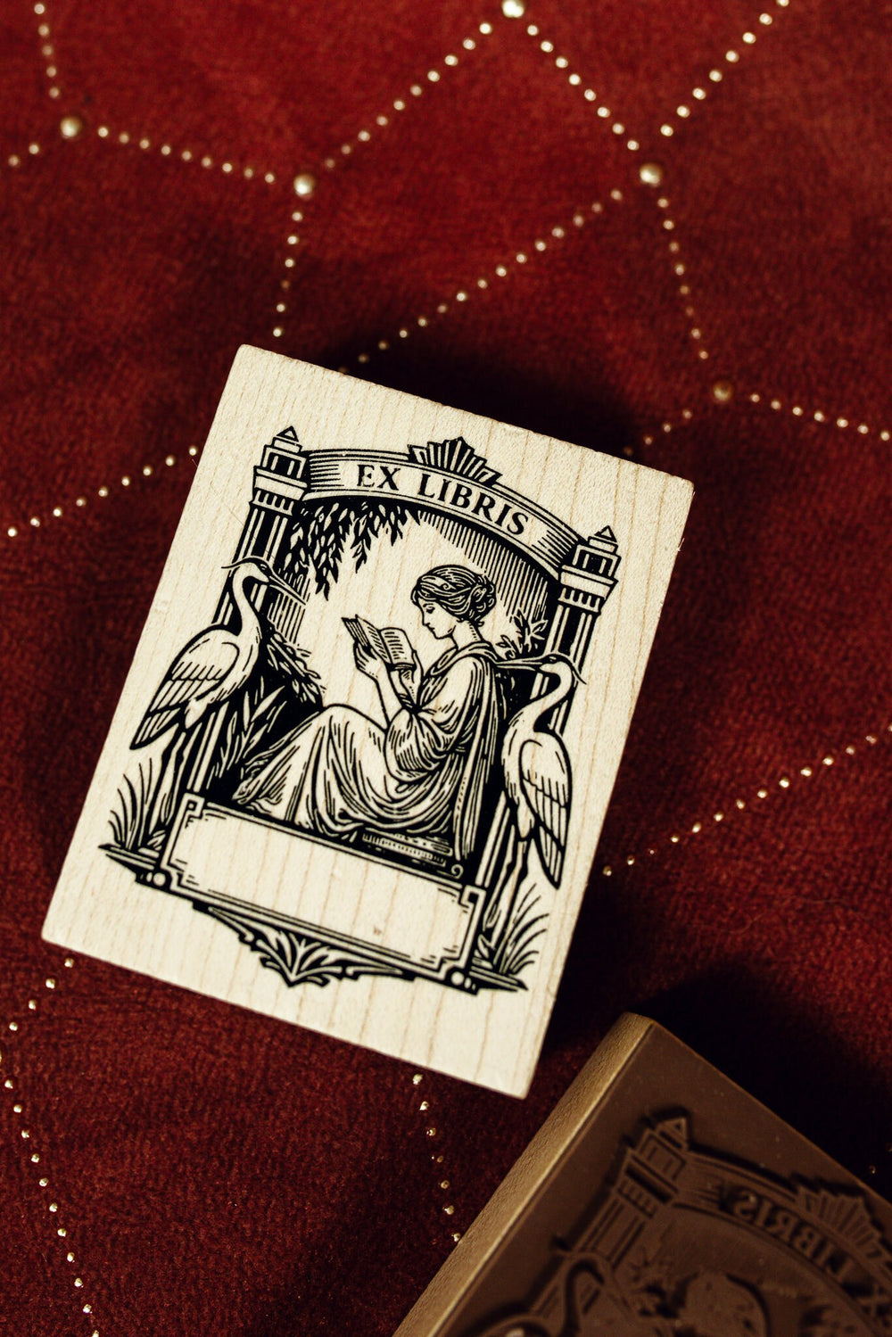 Ex Libris Art Deco Wooden Stamp