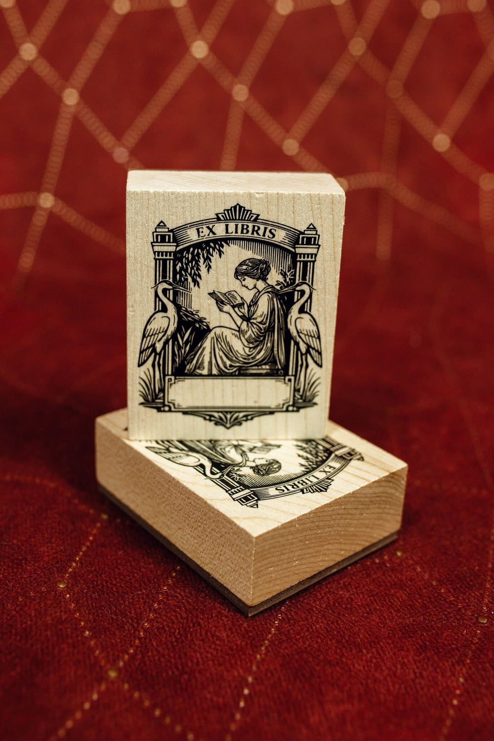 Ex Libris Art Deco Wooden Stamp