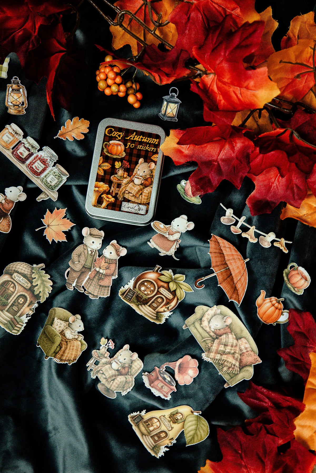 Autumn Houses Sticker Tin - 1