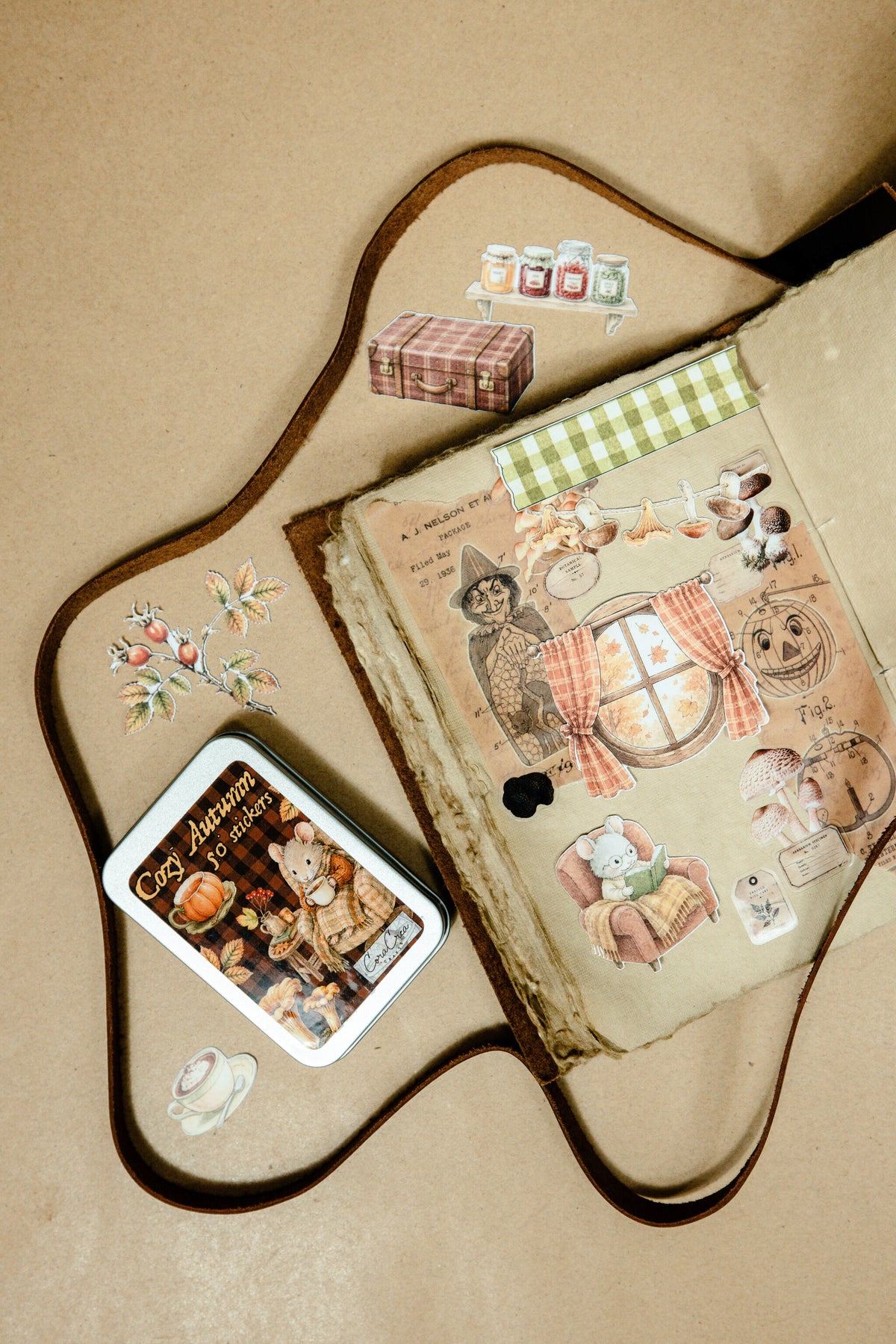 Autumn Houses Sticker Tin