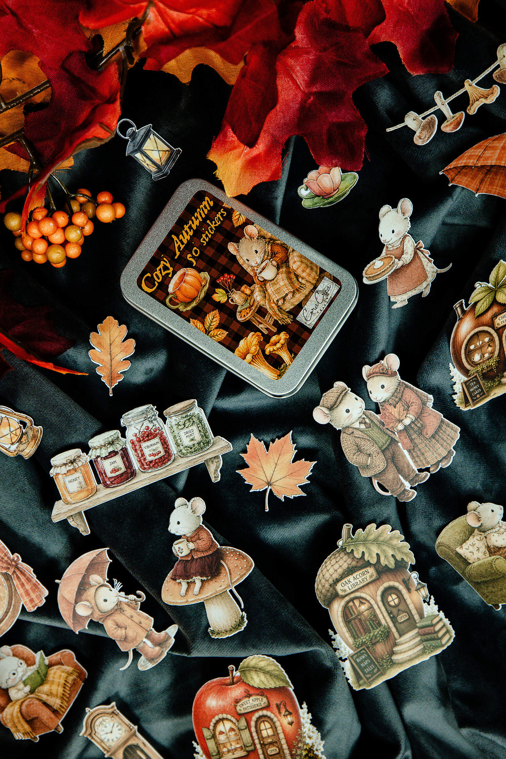Autumn Houses Sticker Tin - 2