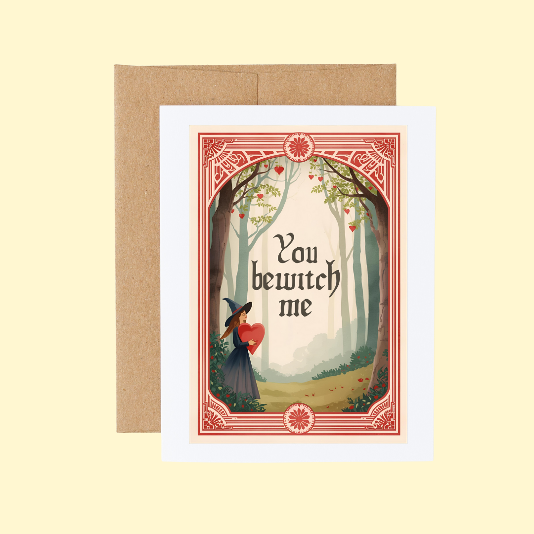 You Bewitch Me Fantasy Forest Witch Valentine Card 