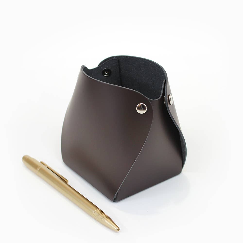San Lorenzo Design Leather Pen Pot, Brush Holder, Organizer