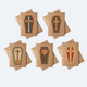 Set of 5 Goth Coffins Brown Kraft Paper Greeting Card Set 