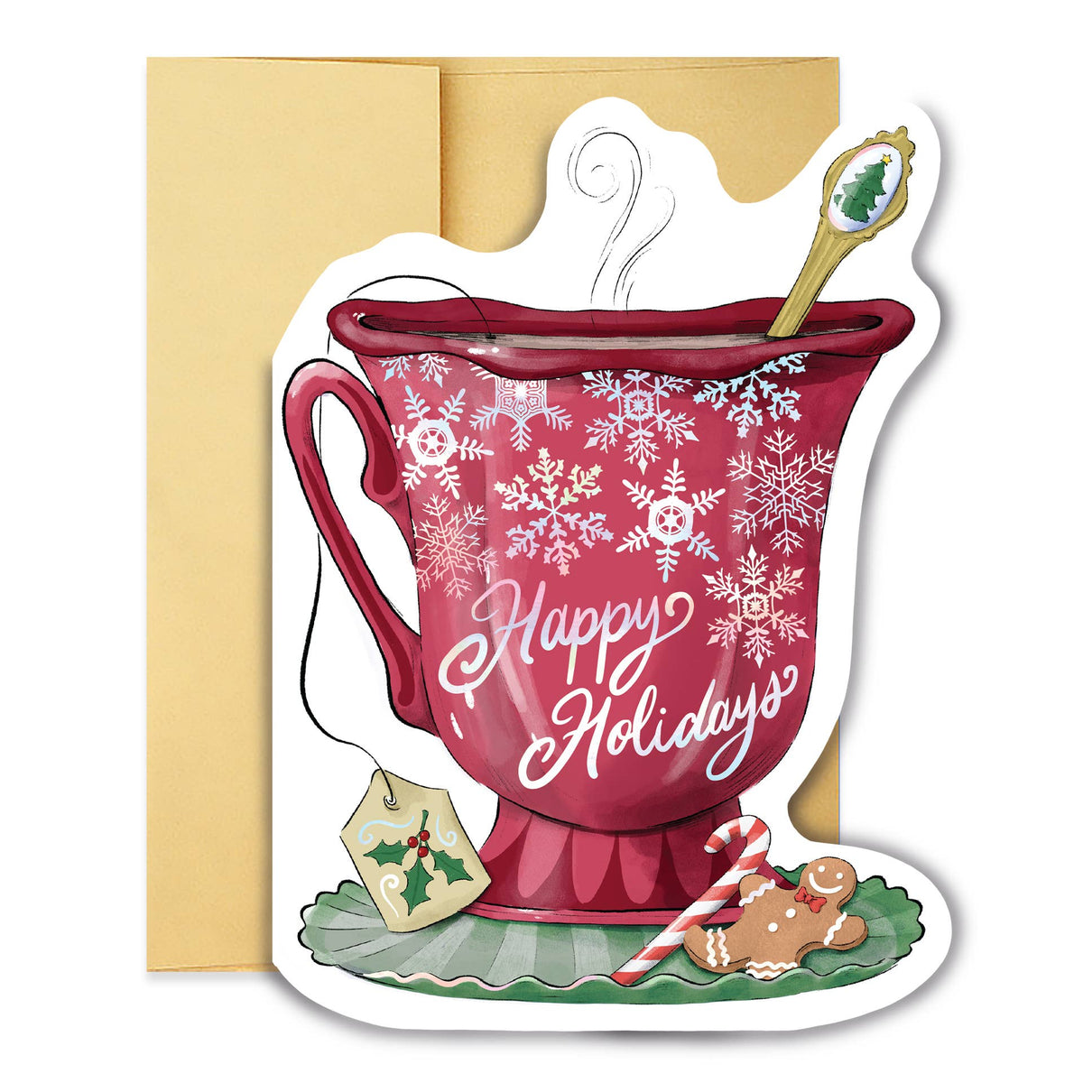 Happy Holidays Teacup Greeting Card