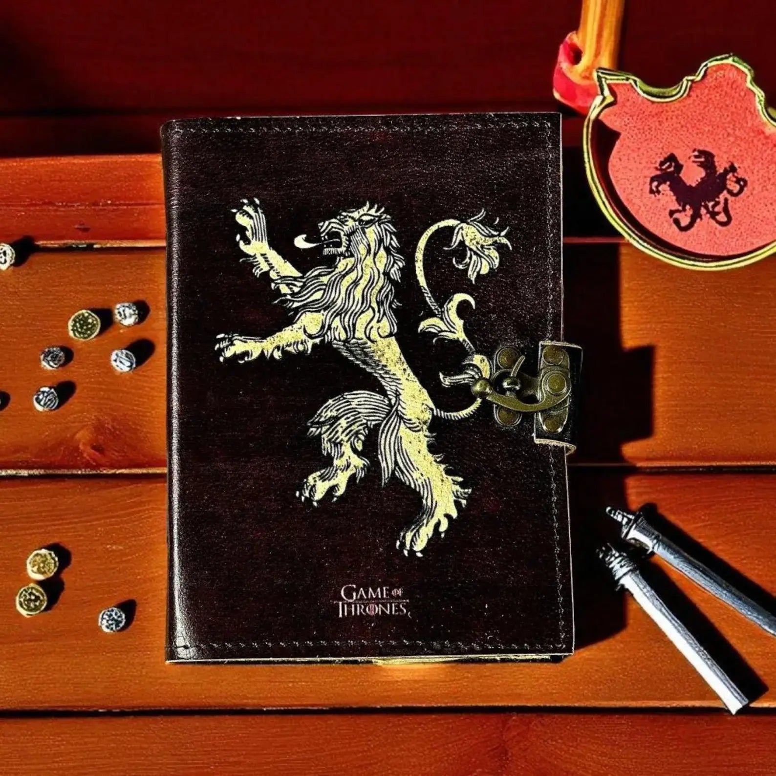 Print lion Journal, Blank spell book book of shadows Leather