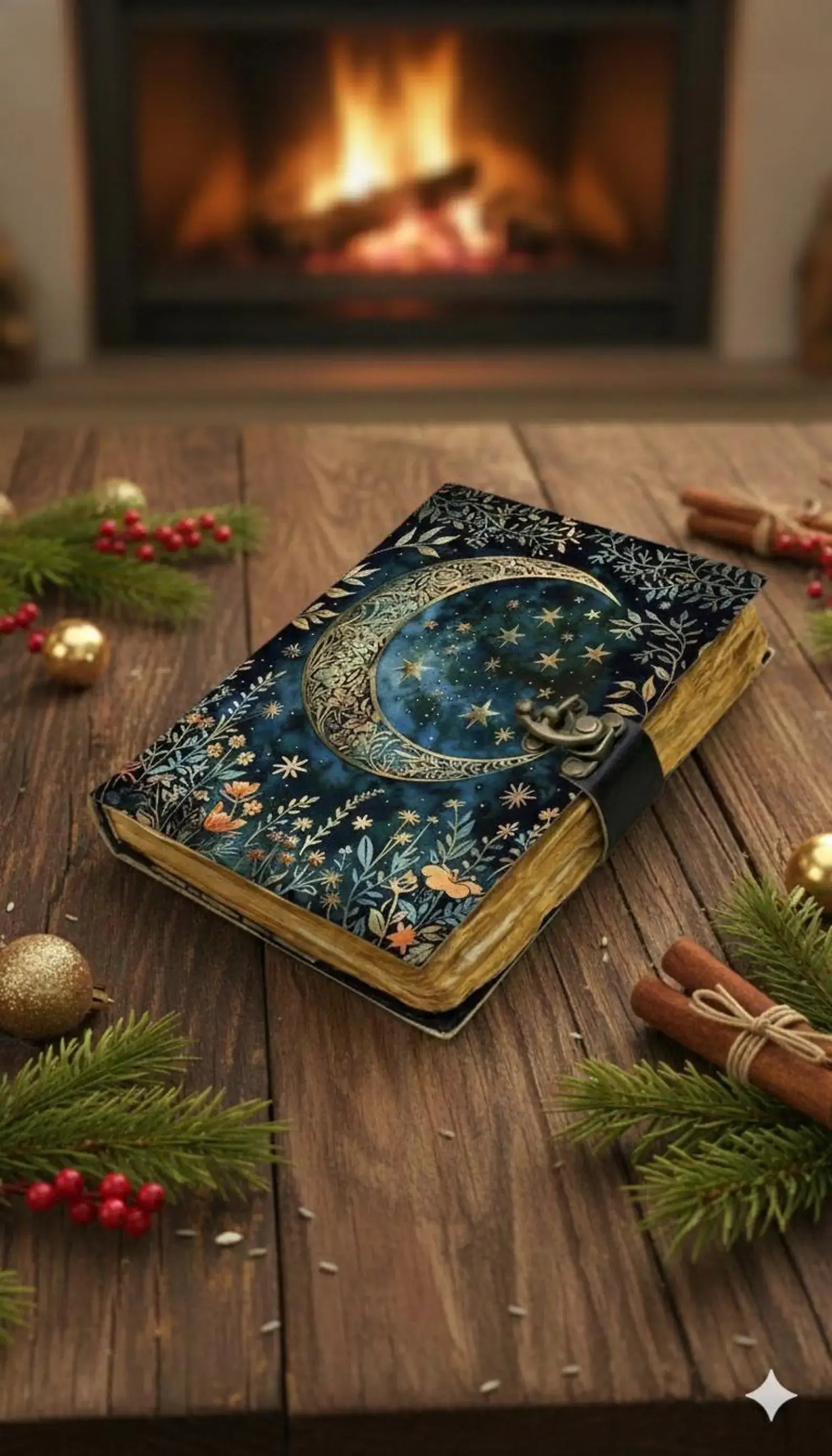 Moon Phase Leather Journal Handmade Vintage Grimoire