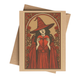 Red Rose Love Witch Art Nouveau Notecard on Brown Kraft