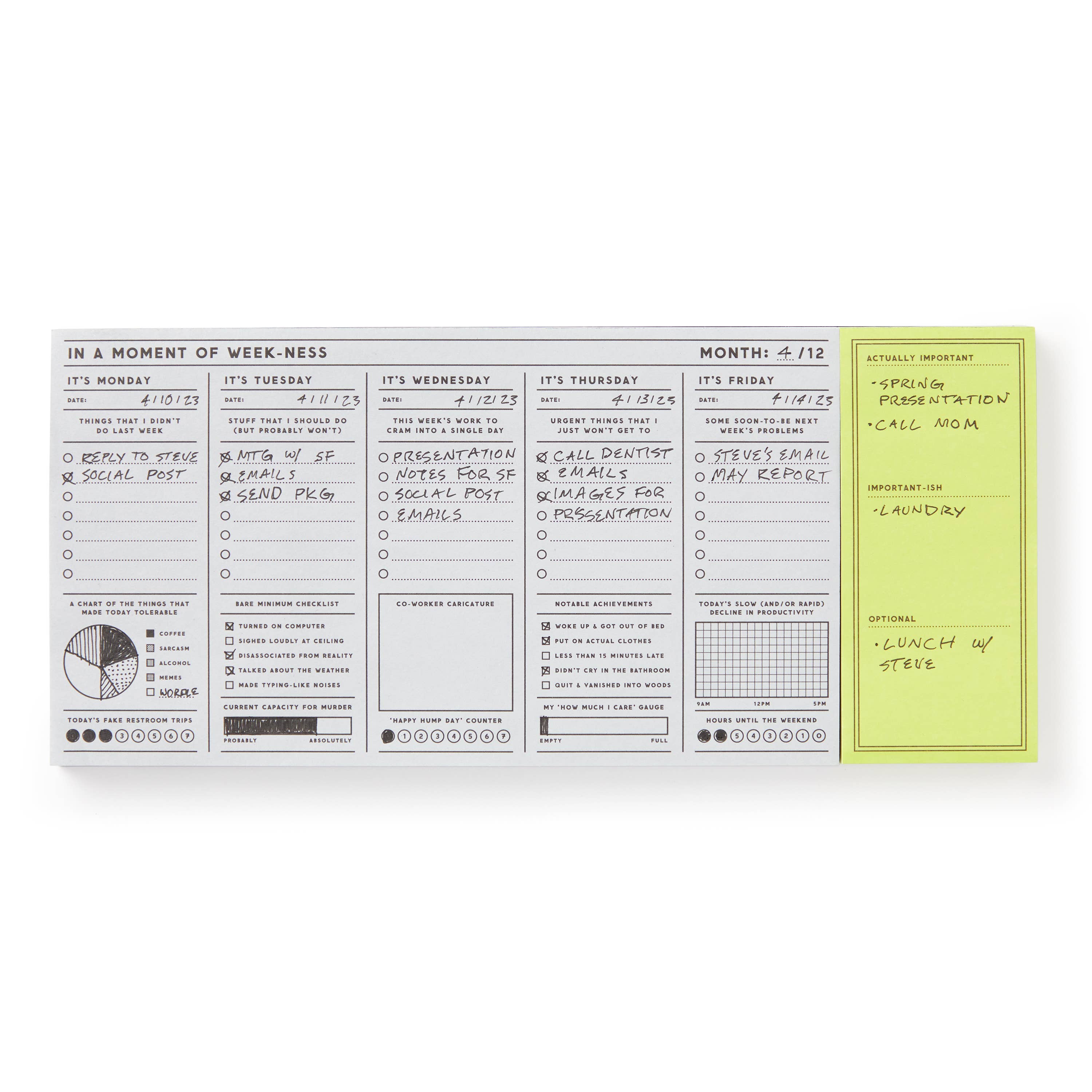 Brass Monkey In a Moment of Weekness Weekly Planner Pad