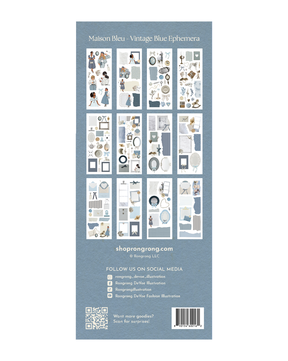 Maison Bleu - Vintage Blue Ephemera Sticker Sheet Set