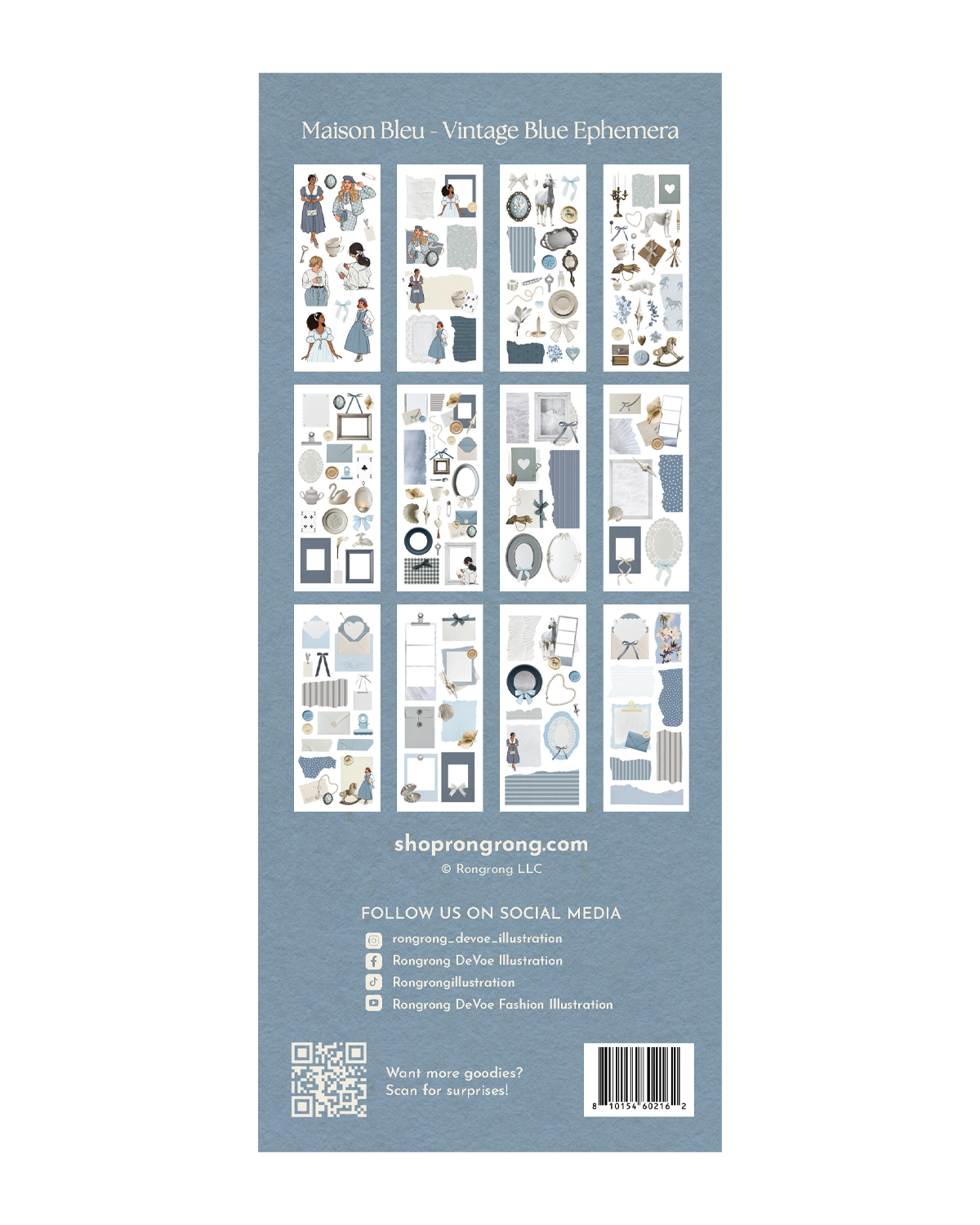 Maison Bleu - Vintage Blue Ephemera Sticker Sheet Set