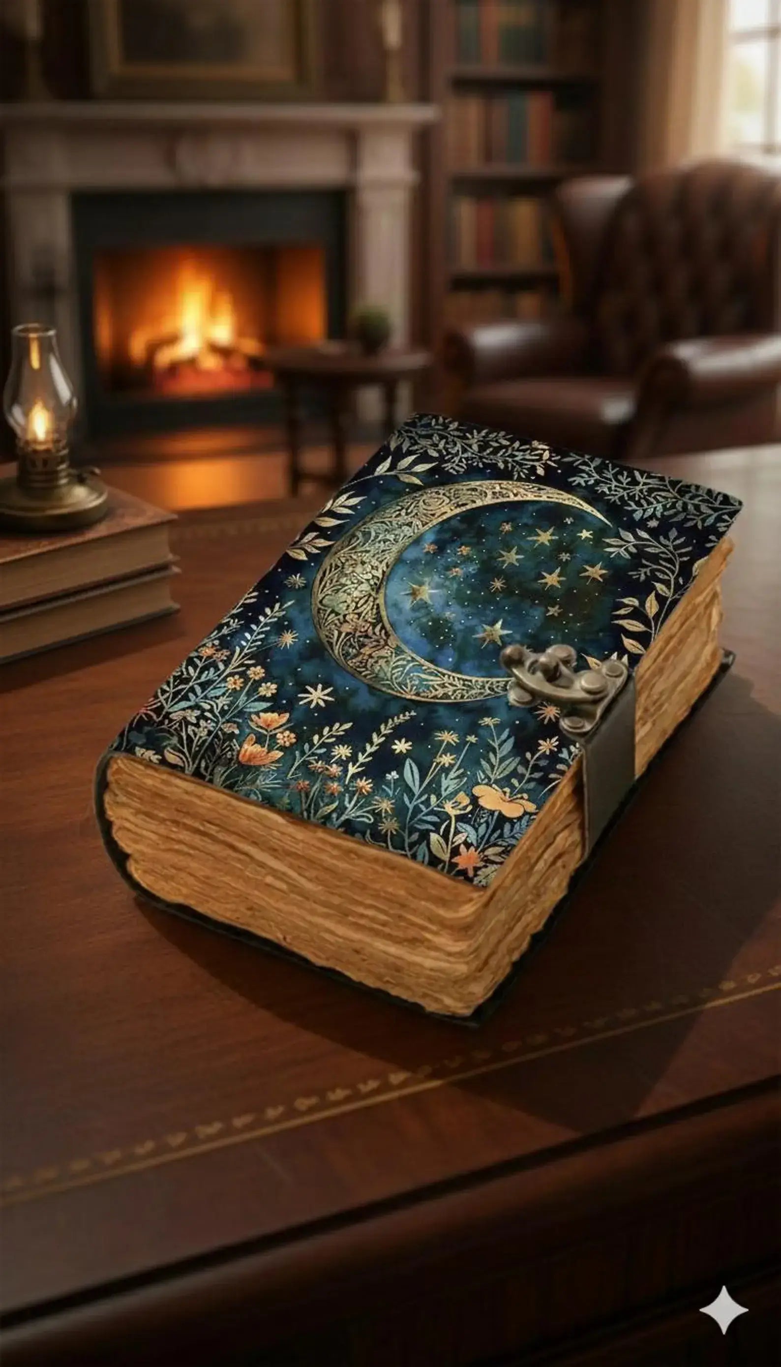 Moon Phase Leather Journal Handmade Vintage Grimoire