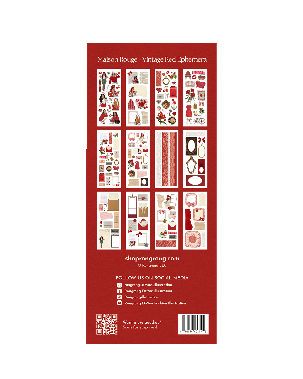 Maison Rouge - Vintage Red Ephemera Sticker Sheet Set