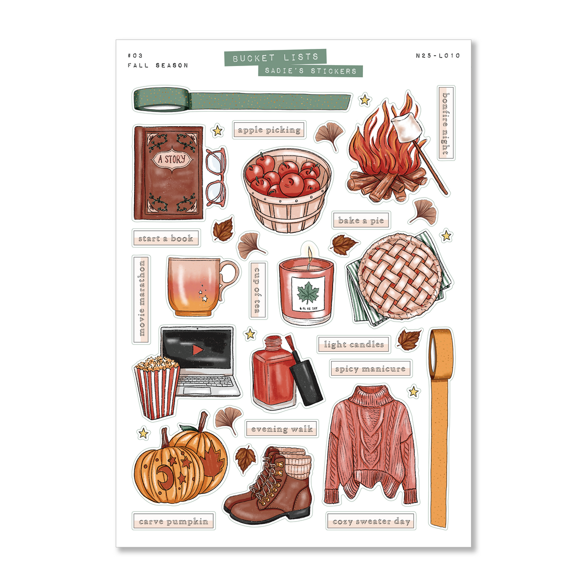 Fall Season • Bucket List Sticker Sheet