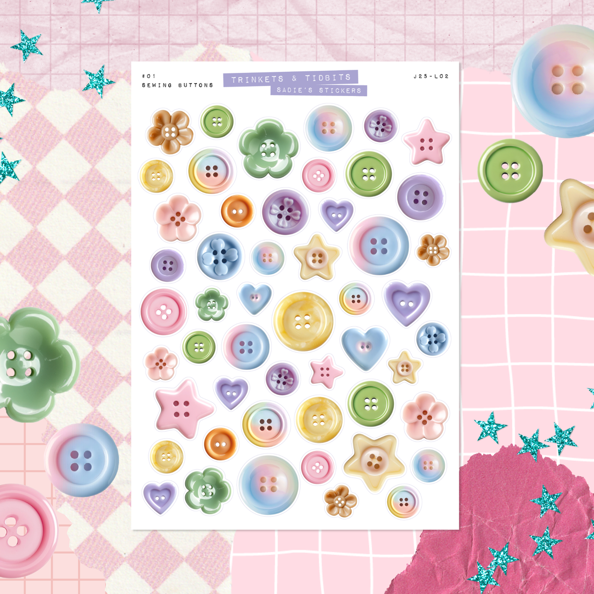 Sewing Buttons • Trinkets & Tidbits Deco Sticker Sheet