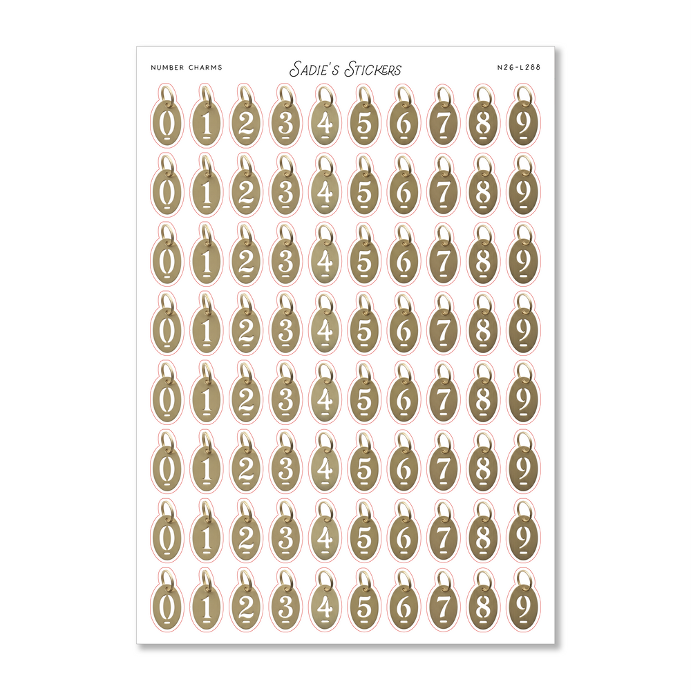 Number Charms • Letters & More Sticker Sheet