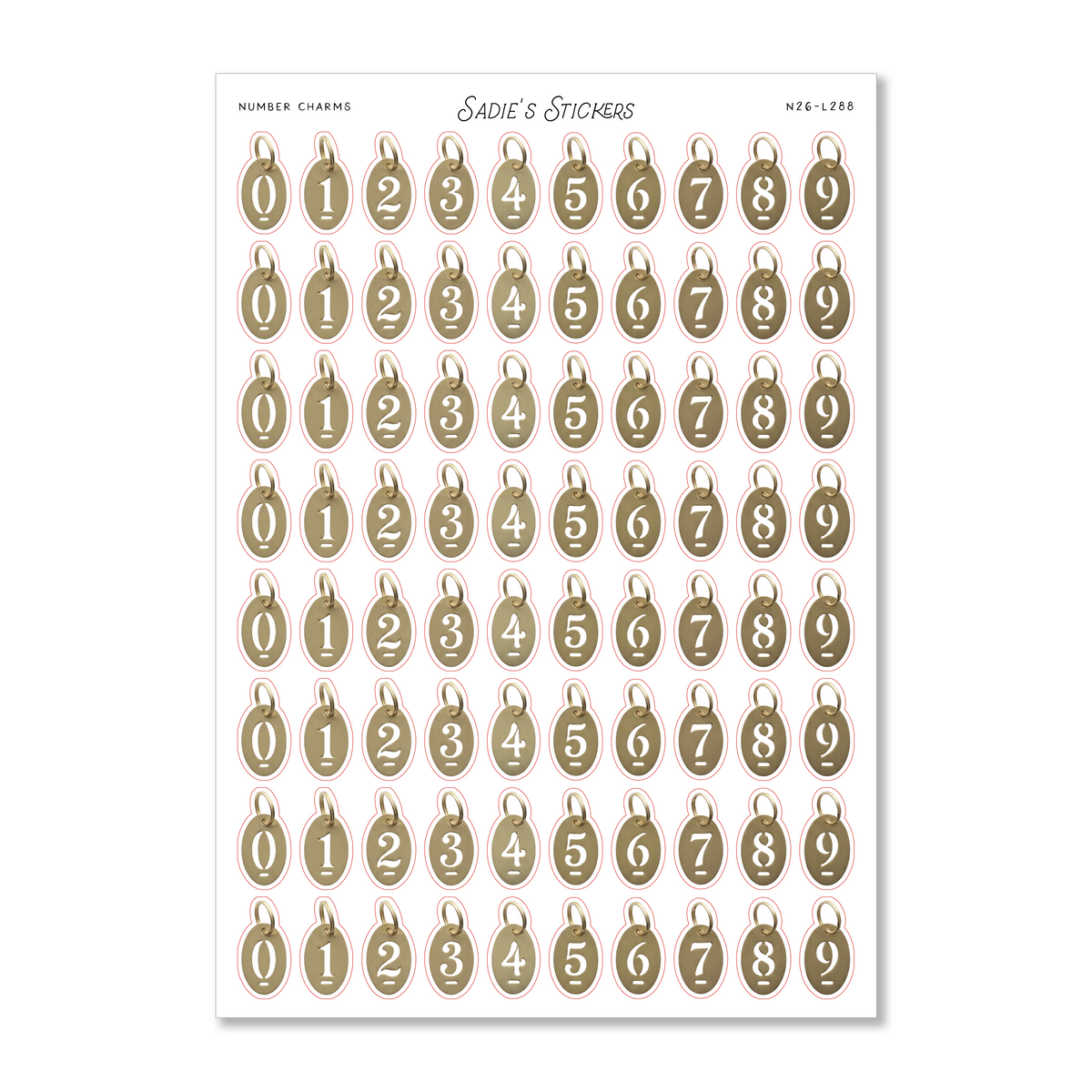 Number Charms • Letters & More Sticker Sheet