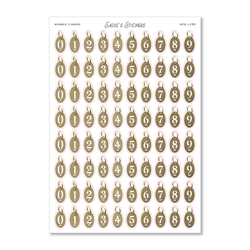 Number Charms • Letters & More Sticker Sheet