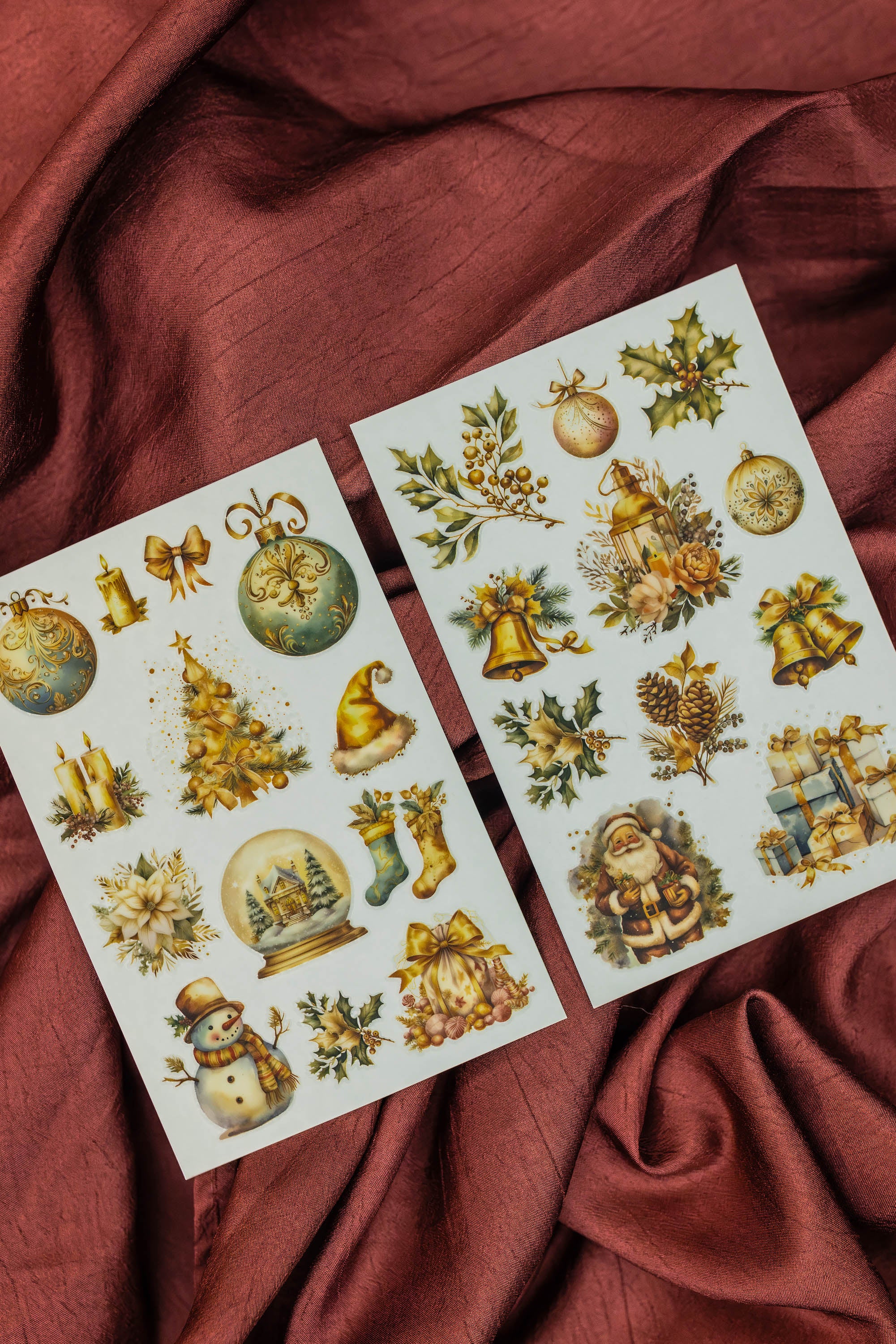 Golden Christmas Transfer Stickers (Set of 2)