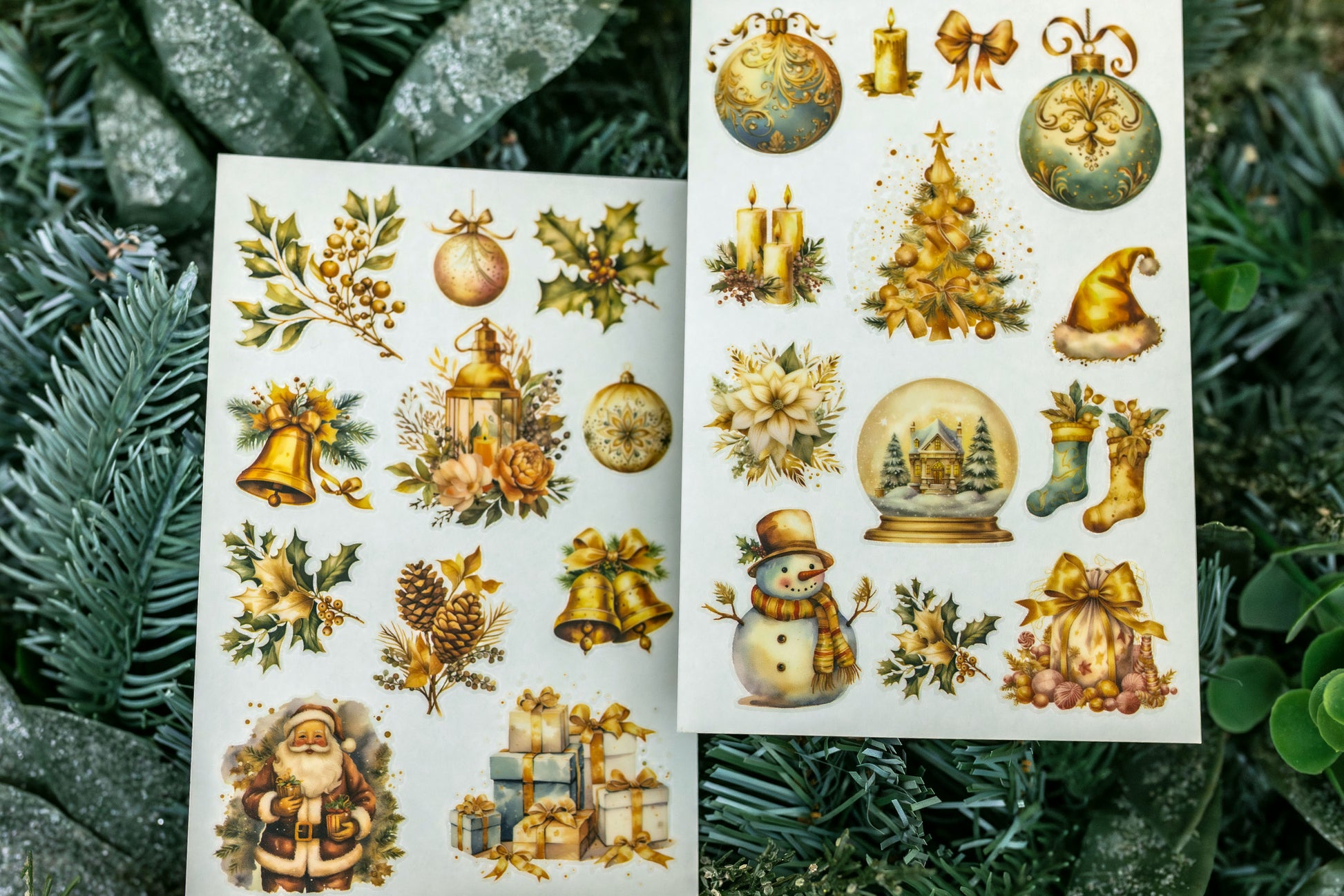 Golden Christmas Transfer Stickers (Set of 2)